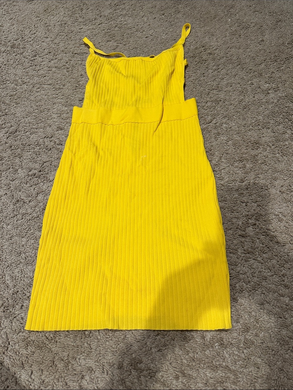 Source Unknown Bright Yellow Ribbed Mini Dress